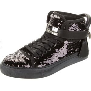 Buscemi Black Sequin Sneakers with Leather Sole NWOT